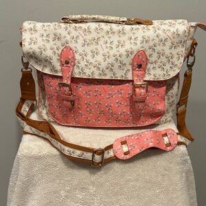 Vintage Naj Oleari Crossbody Bag Floral Pink and Cream made in Italy